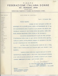 [Carta] 1954 mar. 25, Napoli, [Italia] [a] Gabriella [i.e. Gabriela] Mistral, Napoli, [Italia]