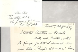 [Tarjeta] [19]54 giugno 20, Trieste, [Italia] [a] [Gabriela Mistral]