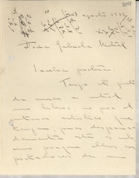 [Carta] 1933 ago. 17, Barcelona, [España] [a] Gabriela Mistral