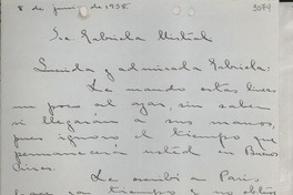 [Carta] 1938 jun. 8, Barcelona, [España] [a] Gabriela Mistral