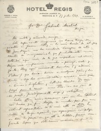 [Carta] 1939 jul. 13, México D. F. [a] Gabriela Mistral, Niza