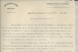 [Carta] 1933 ago. 28, Hellín, Albacete, [España] [a] Gabriela Mistral