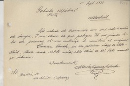 [Carta] 1933 sept. 1, Murcia, [España] [a] Gabriela Mistral, Madrid, [España]