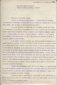 [Carta] 1944 oct. 25, Barcelona, [España] [a] Gabriela Mistral, Santos, Brasil