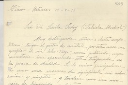 [Carta] 1933 sept. 10, Tineo, Asturias, [España] [a] Gabriela Mistral
