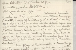 [Carta] 1933 sept. 21, San Sabastián, [España] [a] Gabriela Mistral