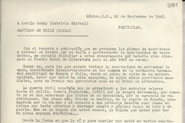 [Carta] 1945 nov. 22, México D. F. [a] Lucila Godoy, Santiago de Chile