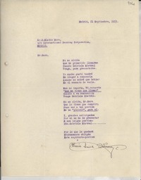 [Carta] 1933 sept. 21, Madrid, [España] [a] Eladio Saro, Madrid, [España]