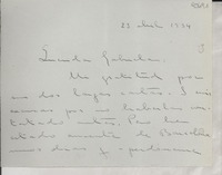 [Carta] 1934 abr. 23, [Barcelona?], [España?] [a] Gabriela [Mistral]