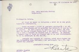 [Carta] 1945 dic. 27, Zaragoza, [España] [a] Gabriela Mistral, Valparaíso