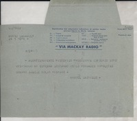 [Telegrama] 1946 ene. 17, Camagüey, [Cuba] [a] Gabriela Mistral, París