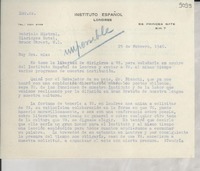 [Carta] 1946 feb. 25, Londres, [Inglaterra] [a] Gabriela Mistral, Londres