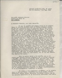 [Carta] 1946 mayo 7, Río de Janeiro, [Brasil] [a] Gabriela Mistral, Los Ángeles