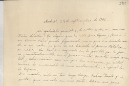 [Carta] 1946 sept. 28, Madrid, [España] [a] Gabriela Mistral