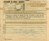 [Telegrama] 1945 nov. 7, Nueva York [a] Gabriela Mistral, Petrópolis