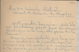 [Carta] 1946 oct. 2, Argel [a] Gabriela Mistral, Los Ángeles