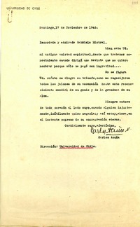 [Carta] 1945 nov. 17, Santiago, [Chile] [a] Gabriela Mistral