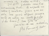 [Carta] 1951 oct. 12, Madrid, [España] [a] Gabriela Mistral