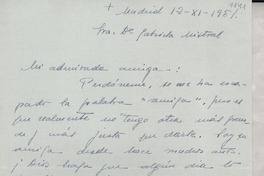 [Carta] 1951 sept. 12, Madrid, [España] [a] Gabriela Mistral