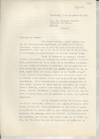 [Carta] 1951 dic. 7, Estockholm, [Suecia] [a] Gabriela Mistral, Nápoles, Italia