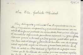 [Carta] 1952 mar. 10, Almacellas, Lérida, España [a] Gabriela Mistral