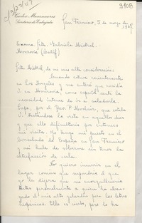 [Carta] 1947 mar. 5, San Francisco, [Estados Unidos] [a] Gabriela Mistral, Monrovia, California