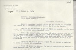 [Carta] 1947 mar. 18, Béjar, [España] [a] Gabriela Mistral, Monrovia, California