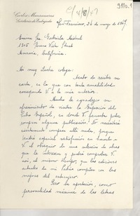 [Carta] 1947 mar. 24, San Francisco, [Estados Unidos] [a] Gabriela Mistral, Monrovia, California
