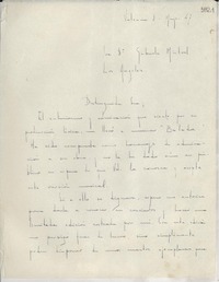 [Carta] 1947 mayo 8, Valencia, [España] [a] Gabriela Mistral, Los Ángeles