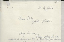 [Carta] 1948 oct. 27, Barcelona, [España] [a] Gabriela Mistral