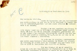 [Carta] 1945 nov. 15, Santiago [a] Gabriela Mistral, Petrópolis