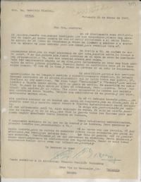 [Carta] 1949 mar. 26, Valencia, [España] [a] Gabriela Mistral
