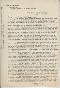 [Carta] 1950 ago. 4, Bilbao, España [a] Gabriela Mistral, México