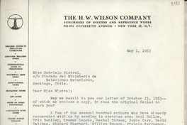 [Carta] 1953 May 1, New York, [Estados Unidos] [a] Gabriela Mistral