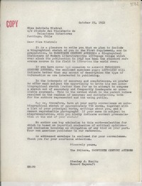 [Carta] 1952 Oct. 23, New York, [Estados Unidos] [a] Gabriela Mistral