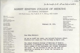 [Carta] 1954 Feb. 18, New York, [Estados Unidos] [a] Gabriela Mistral