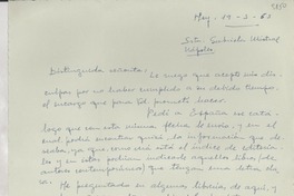 [Carta] 1953 mar. 19, Roma, [Italia] [a] Gabriela Mistral, Nápoles, Italia