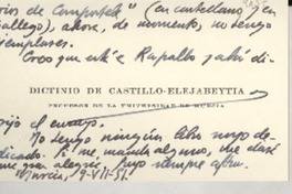 [Tarjeta] 1951 jul. 9, Murcia, [España] [a] Gabriela Mistral