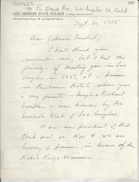 [Carta] 1955 Sept. 30, Los Angeles, California, [Estados Unidos] [a] Gabriela Mistral