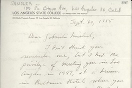 [Carta] 1955 Sept. 30, Los Angeles, California, [Estados Unidos] [a] Gabriela Mistral