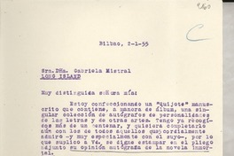 [Carta] 1955 ene. 2, Bilbao, [España] [a] Gabriela Mistral, Long Island, [EE.UU.]