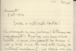 [Carta] 1936 set. 9, Amarante, [Portugal] [a] [Gabriela Mistral]
