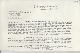 [Carta] 1956 Dec. 5, California, U.S.A. [a] Gabriela Mistral, Santiago, Chile