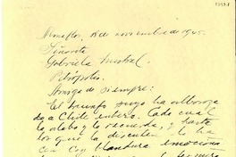 [Carta] 1945 nov. 18, Santiago, Chile [a] Gabriela Mistral, Petrópolis