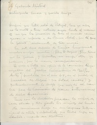 [Carta] [1946?], [Lisboa], [Portugal?] [a] Gabriela Mistral