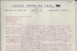 [Carta] 1951 julho 21, Abrantes, Portugal [a] Gabriela Mistral, Rapal[lo], Italia
