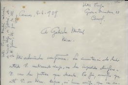 [Carta] 1939 abr. 4, Caracas, [Venezuela] [a] Gabriela Mistral, Niza
