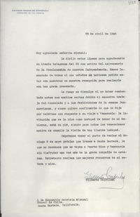 [Carta] 1948 abr. 23, Los Ángeles, [E.E.U.U.] [a] Gabriela Mistral, Santa Bárbara, California
