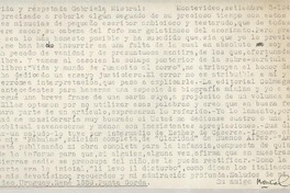 [Carta] 1947 sept. 3, Montevideo, [Uruguay] [a] Gabriela Mistral