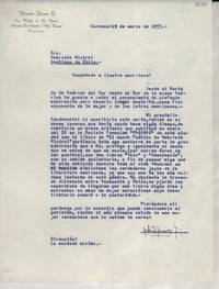[Carta] 1953 mar. 19, Caracas, [Venezuela] [a] Gabriela Mistral, Santiago de Chile